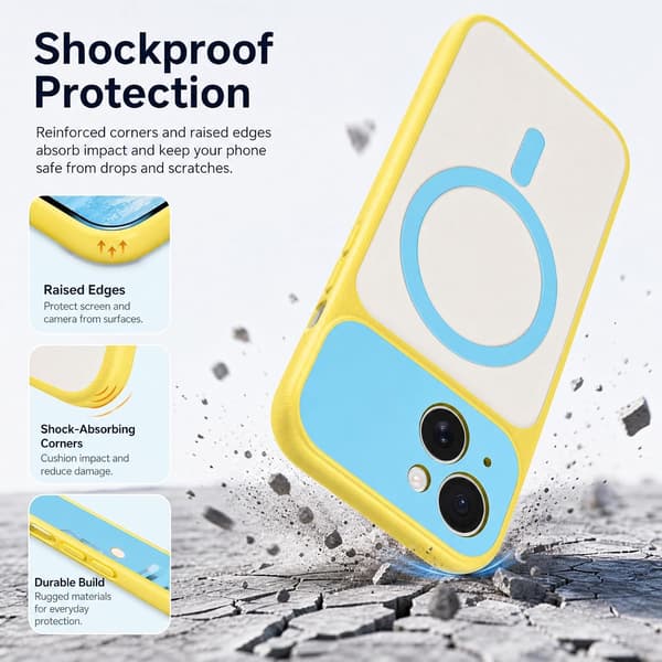 iPhone 15 Magnetisk Cover Kontrast Candy Farve, Hvid iphone15