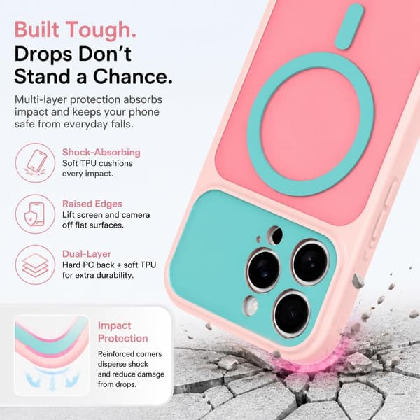 iPhone 15 Pro magnetisk deksel i kontrastfarger, rosa iphone15PRO