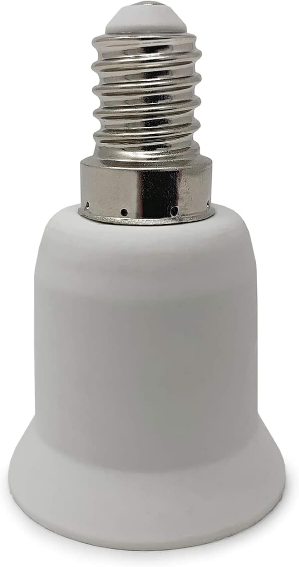 Sæt med 3 lampefodsadaptere - Hvid - E14 til E27 fatning - til energibesparende halogen- og LED-pærer