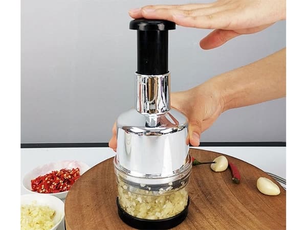 Vitlökshackare - Handhackare med behållare för grönsaker och frukter