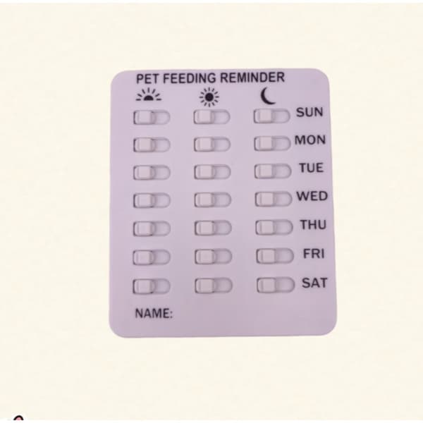 Påmindelse om kæledyrsfoder - Plastikkort til foder og medicin derhjemme, kort til sporing af måltider og doser, hvid 12 cm x 10 cm x 1 cm