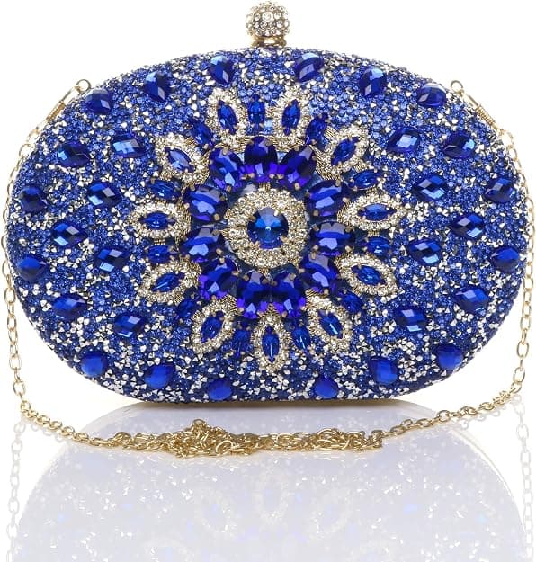 Diamantutsmyckad oval balkopplingsväska (blå, 19,5 cm*4,5 cm*15,5 cm) blue