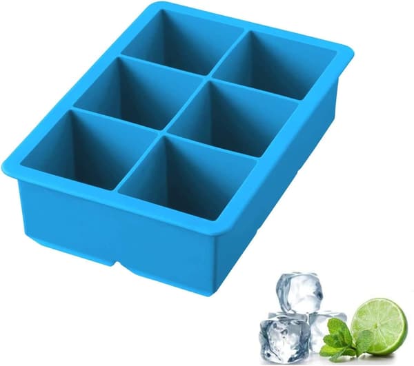 Stor silikonform för isbitar - Silikonform för is - Gör 6 stycken 5 cm isbitar för whiskydrickande (Blå - 1-pack)