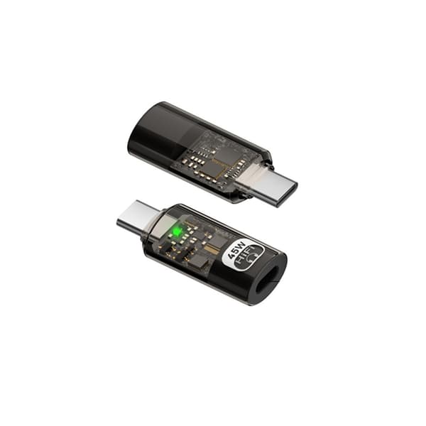 3-i-1 Lightning- og Type-C-adapter kompatibel med iPhone - Rask lading og Hi-Fi-lyd Svart Black
