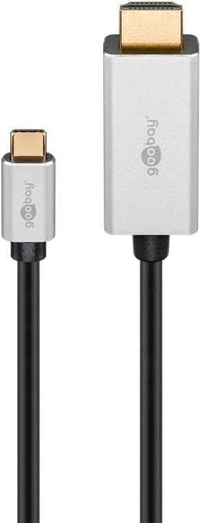 USB-C™ til HDMI™-kabel, 2 m, svart;sølv