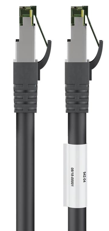 RJ45 (CAT 6A, 500 MHz) patchkabel med CAT 8.1 S/FTP råkabel, svart