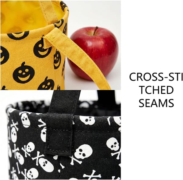 Halloween-godteribøtte, sammenleggbar stoffkurv, lett, bærbar, tilgjengelig i flere design, egnet for hyller (gresskar) A