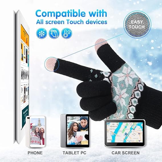 Vinter Touchscreen Hansker Varme Termiske Mykt Fôr Elastisk Mansjett for Kvinner Black