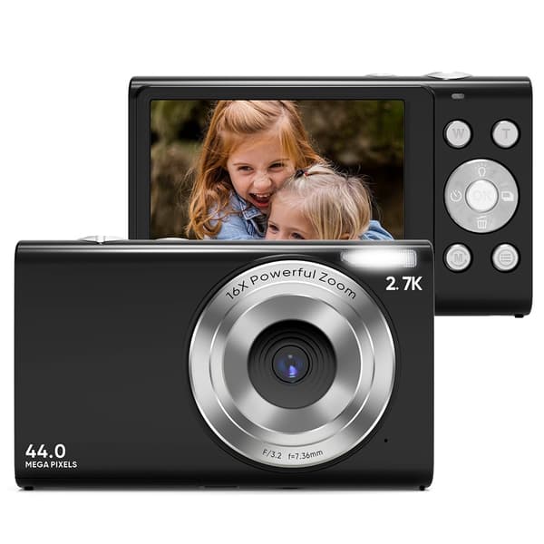Digitalkamera 2.7K/44MP/16x zoom/Anti-Shake/Webkamera Svart