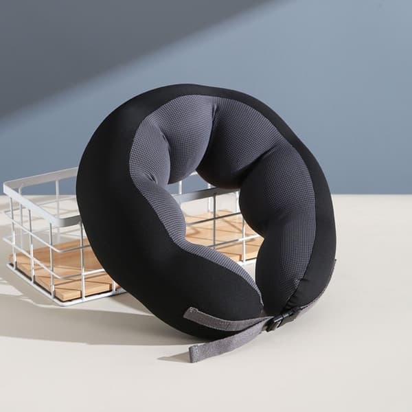 Memory Foam Pea Pillow - U-formad nackkudde för resor, kontor och hem Svart Black