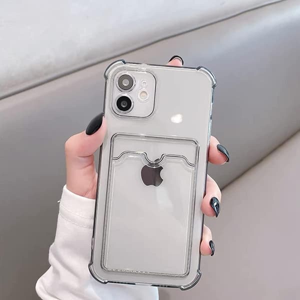 INF iPhone 11 -kuori korttipidikkeellä, läpinäkyvä TPU