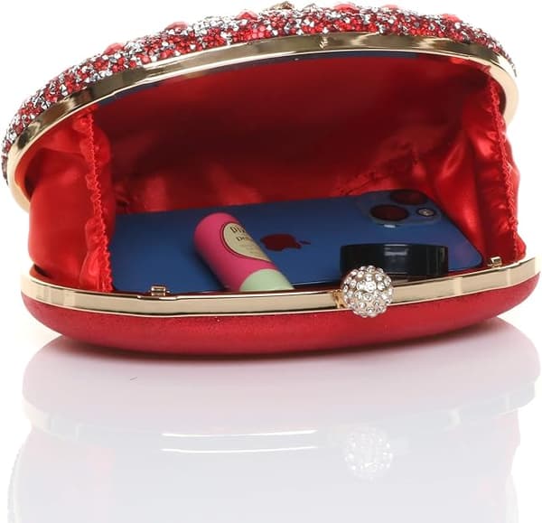 Diamantutsmyckad oval balkopplingsväska (röd, 19,5 cm*4,5 cm*15,5 cm) red