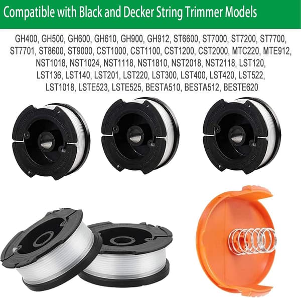 Spole med trimmertråd for Black and Decker gressklippere, spoler kompatible med Black and Decker AF-100