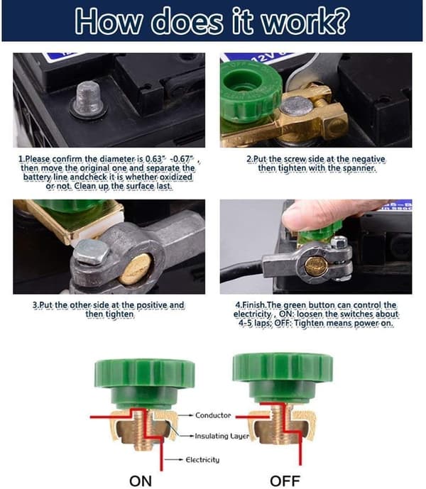 Bilbatteri Isolator Bryter Batteri Strømbryter Batterilekkasje Bryter 12-24V