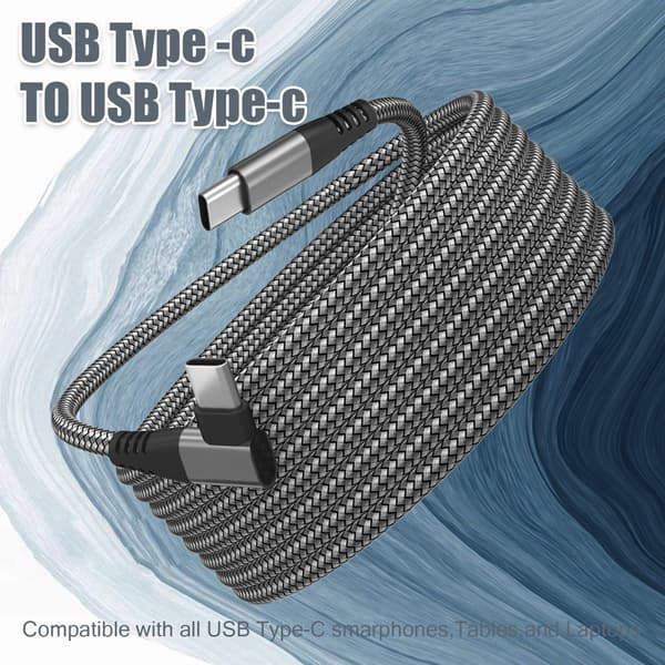 USB-C oplader med vinklet stik 60 W PD hurtigopladning Sort 2 m Sort