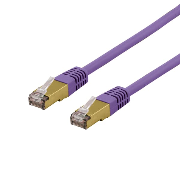 S/FTP Cat6a patchkabel 1m 500MHz Deltasertifisert LSZH lilla