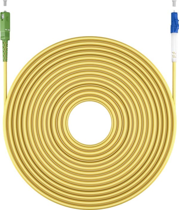 Valokuitukaapeli (FTTH), Singlemode (OS2) keltainen, keltainen (Simplex), 0,5 m