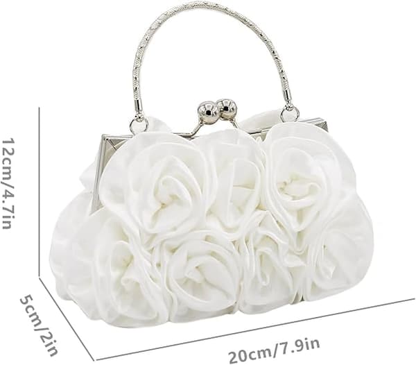 Damkopplingar Satin Blommig Aftonväska Handväska för Bröllop Brudfest Bal (vit) white