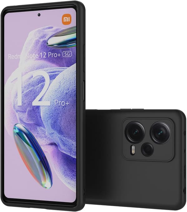 Kompatibel med Xiaomi Redmi Note 12 Pro Plus 5G / Pro+ Cover, Sort Silikone Cover til Redmi Note 12 Pro+ Sort Etui