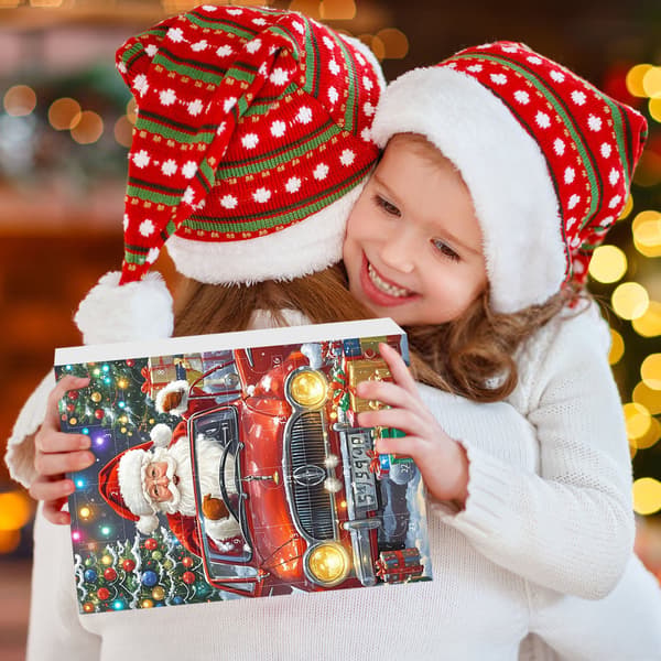 Julkalender Blind Box, 24-dagars nedräkning överraskningsjulklapp, akrylfordonshänge