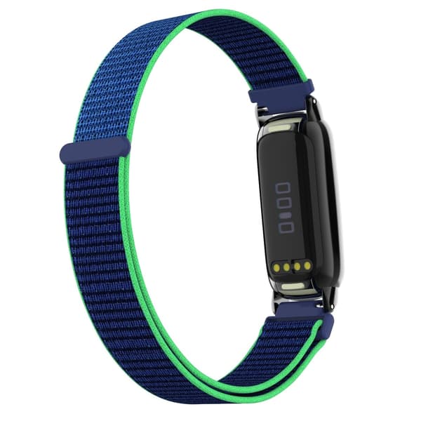 Nylonarmband kompatibelt med Fitbit Luxe - Justerbart sportarmband grön+blå Green+Blue