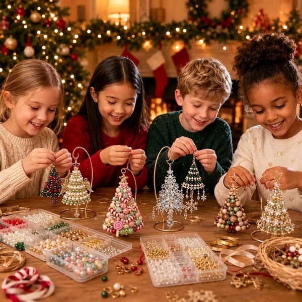 DIY Juletræssæt, Håndlavet mini-juletræsvedhæng til skrivebordet, Julehåndværkssæt, Velegnet til hobbyentusiaster (E) E