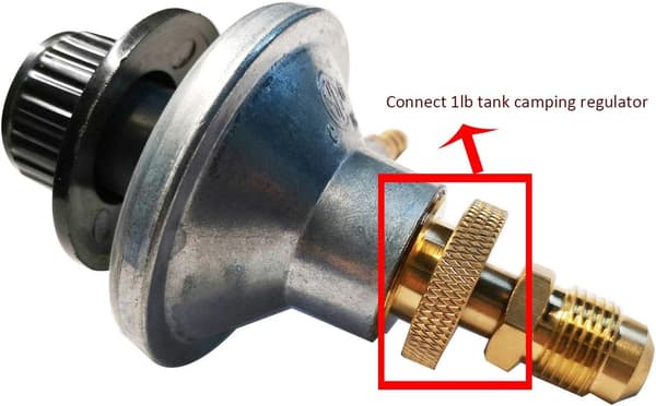 Reservedele til transportabelt campingkomfur: regulatoradapter til 1 lb propancylinder