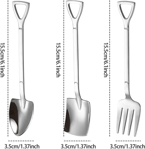 Sæt med 6 scoop-skeer i rustfrit stål, nyhed scoop-formede teskeer, rustfrit stål