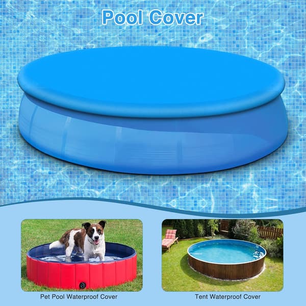Poolskydd, Runt poolskydd, Skyddande poolskydd med metallring och dragsko - Diameter: 210cm