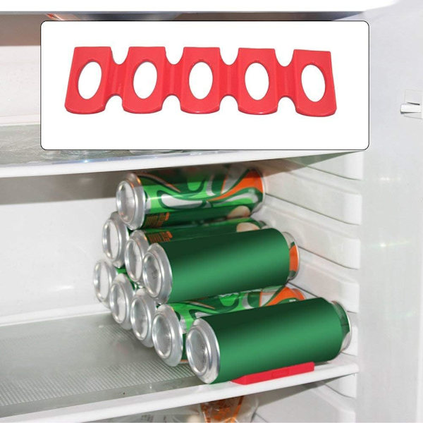 Sæt med 2 stabelbare flaske- og dåseholdere, silikone dåsedispenser, pladsbesparende, rød