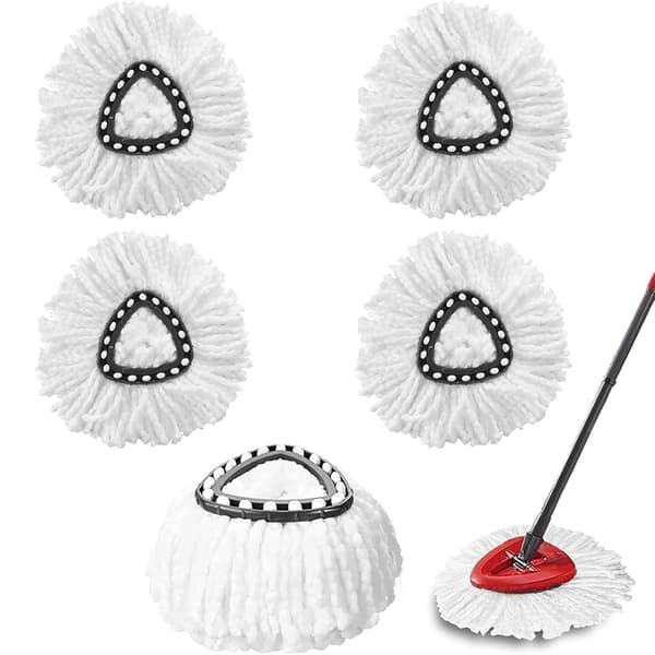 5 Pak Mop-Hovederstatninger, Spin Mop-Hovederstatning Mop-Efterfyldning Kompatibel med Vileda Triangle Swivel Mops