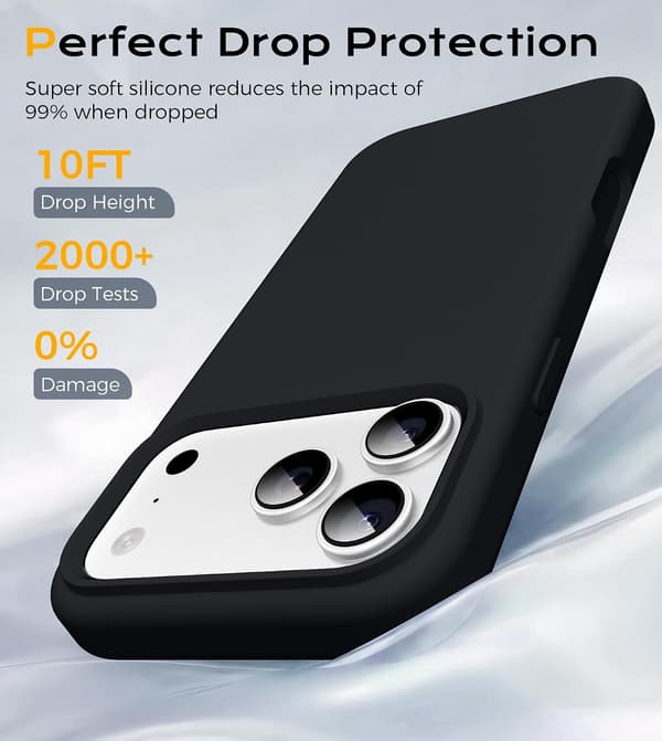 iPhone 17 Pro Max -suojakuori, nestesilikonia, musta iPhone17Promax