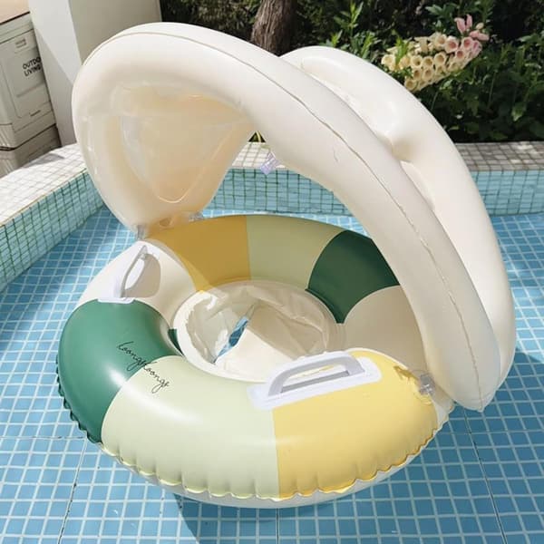 Baby svømmeflåde - Sammenklappelig flydesæde, retrostil, pool (grøn, 54 cm) green