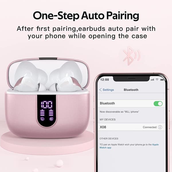 Trådløse hovedtelefoner med mikrofon og touch-kontrol, pink