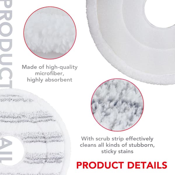 3 stk. Mopp-etterfyllinger for Vileda Spin and Clean Mopp - Vaskbare og gjenbrukbare mikrofibermopphode-erstatninger