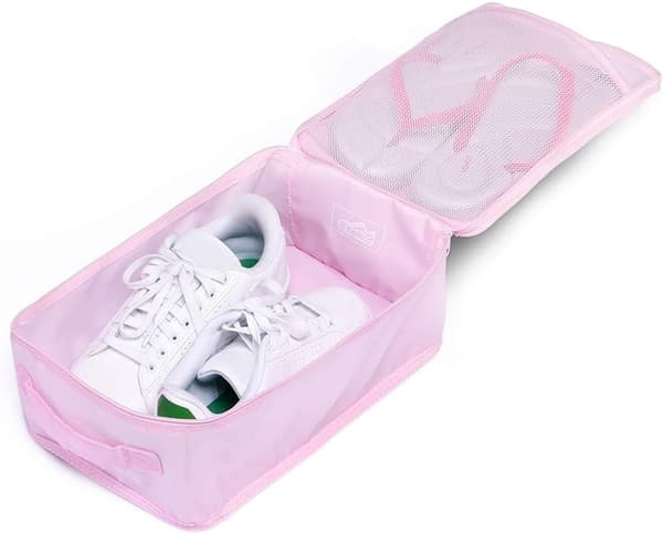 Set med 6 resväskor med skopåse (rosa)