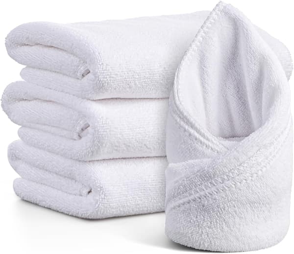 Hvide håndklæder (sæt med 3), bløde mikrofiber vaskeklude til ansigt og badeværelse