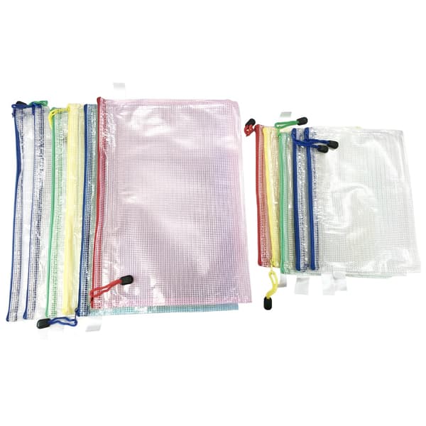 Plastfickor med dragkedja 6 st A4 och 6 st A5 dokumentpåsar