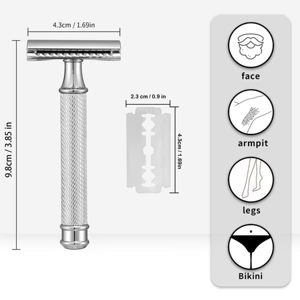 Manuel Water Ripple Sikkerhedsskraber i Kobber med Stativ og 10 Blade Sæt Sort Black