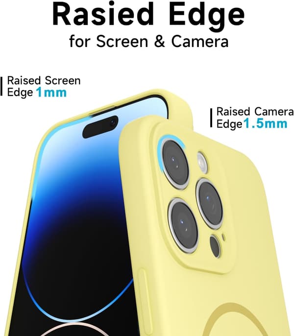 Flydende silikone magnetisk etui til iPhone 14 Pro, GUL iPhone 14 Pro