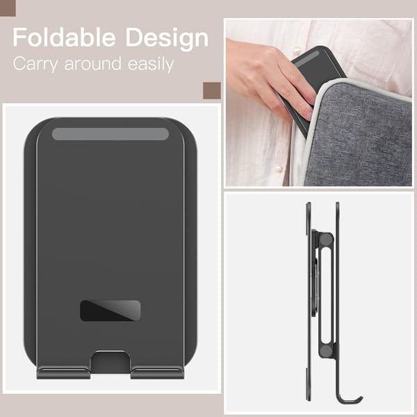Desktop tablet stander, justerbar drejestander, foldbar bærbar holder til 4-13 tommer tablets (sort)