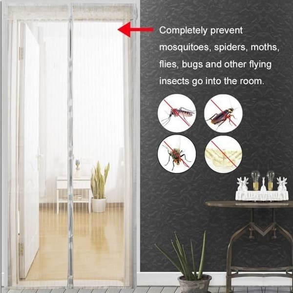 (Hvit) 120 * 210 cm magnetisk myggnetting til dør Hvit
