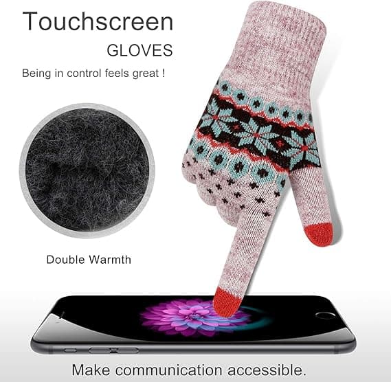 Vinter Touchscreen Hansker Varme Termiske Mykt Fôr Elastisk Mansjett for Kvinner Khaki
