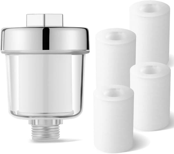 Duschfilter mot kalk, duschvattenfilter med 5 förtjockade filterpatroner, filter för kranar