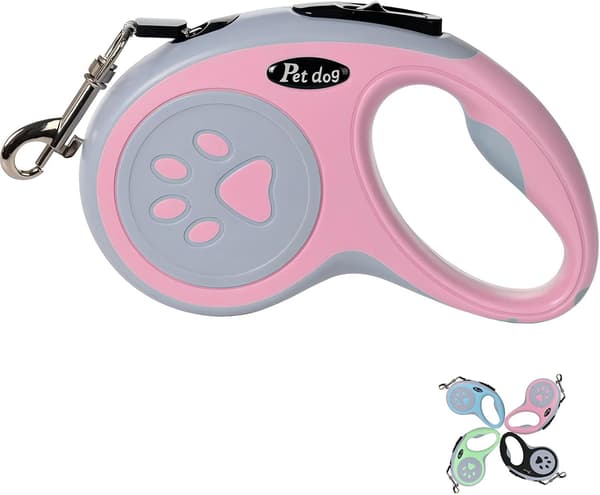 5M udtrækkelig hundesnor til små og mellemstore hunde, lyserød pink