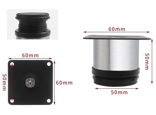 Set med 8 möbelben, justerbara köksben Ø 50 mm/höjd 5