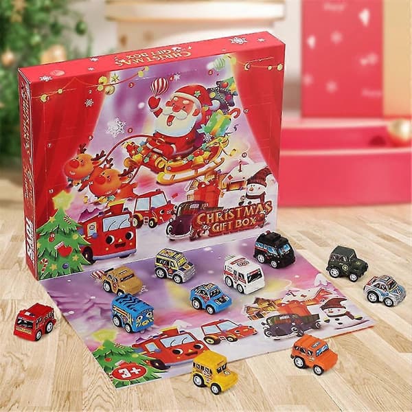 24 dagar julnedräkning adventskalender dra tillbaka bil blindlåda för barnleksaker presenter