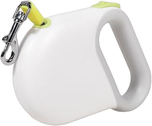 Uttrekkbart hundebånd, ABS-materiale, 5m lengde, tøff polyestertau, ergonomisk håndtak, legeringsspenne, slitesterkt, for hundelufting (hvit) white