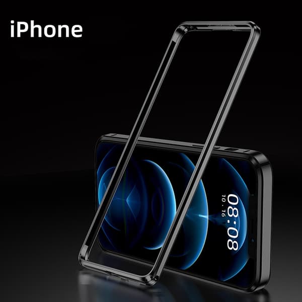 Støtfangerdeksel i aluminiumslegering til iPhone 15 Svart Black