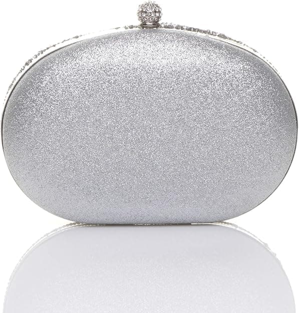 Diamantutsmyckad oval balkopplingsväska (silverfärgad, 19,5 cm*4,5 cm*15,5 cm) silvery